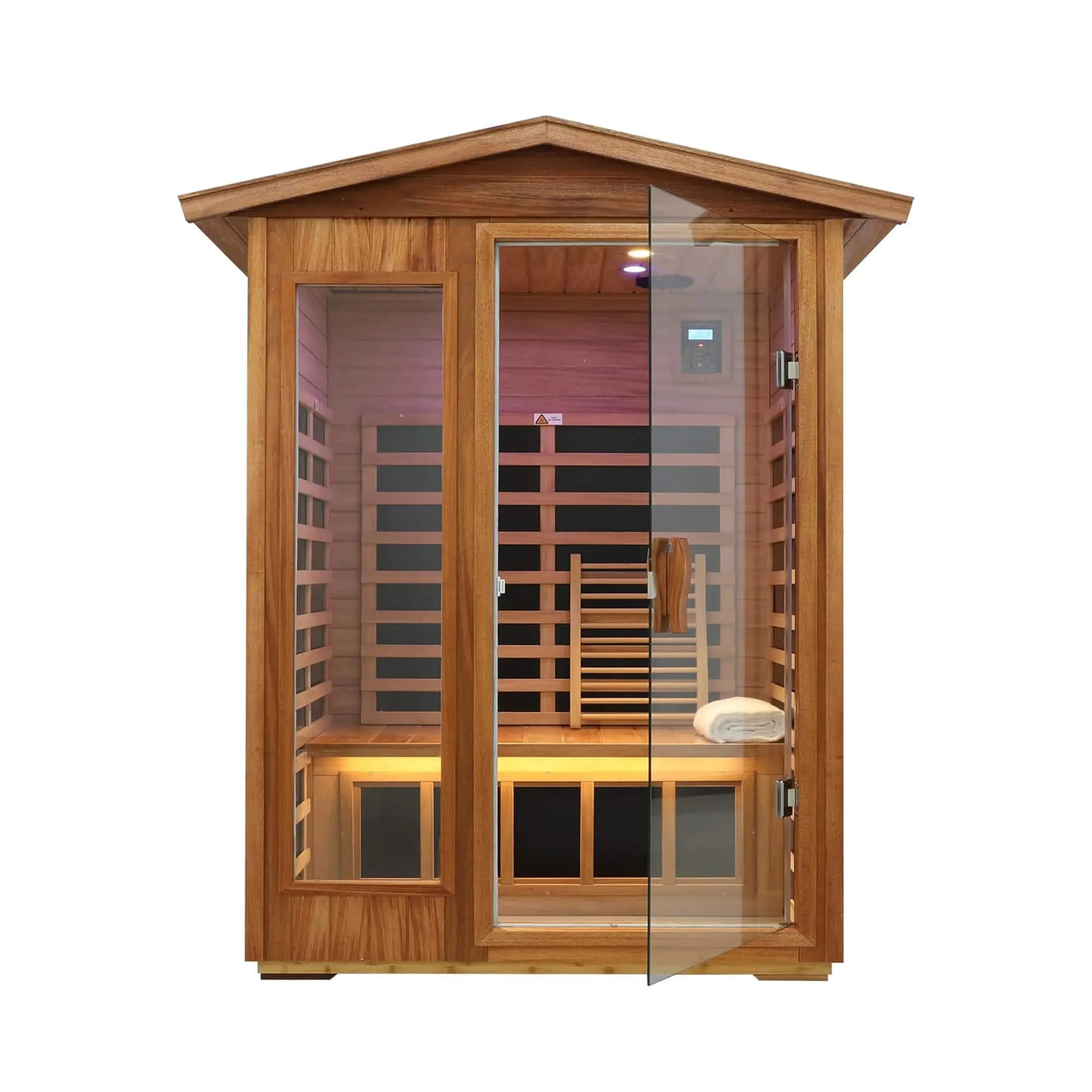 Thermora Ignis 2-Person Ultra-Low EMF Mahogany Outdoor Infrared Sauna With Bluetooth Speakers (SAK43021) SAKSBY WHOLESALE