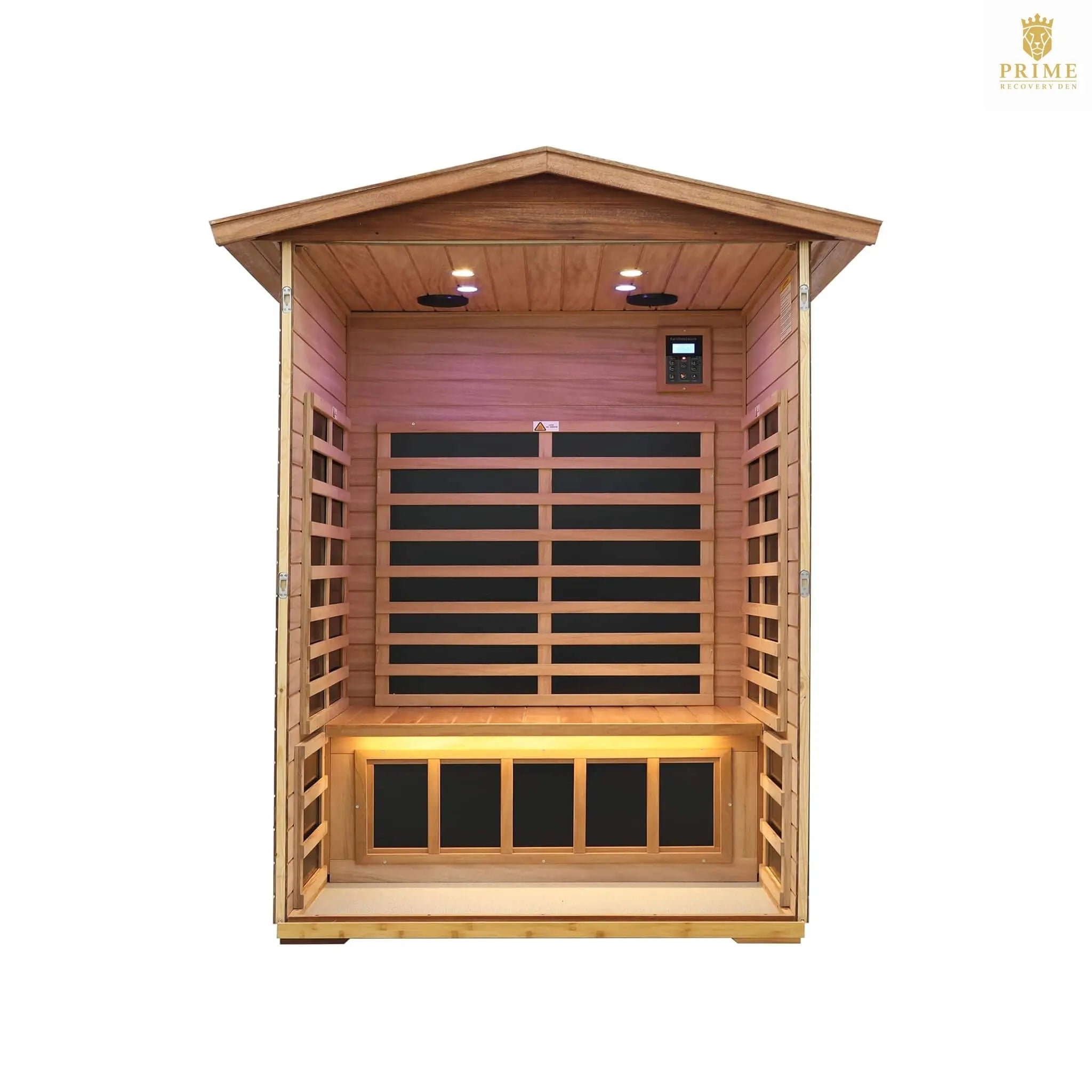Thermora Ignis 2-Person Ultra-Low EMF Mahogany Outdoor Infrared Sauna With Bluetooth Speakers (SAK43021) SAKSBY WHOLESALE