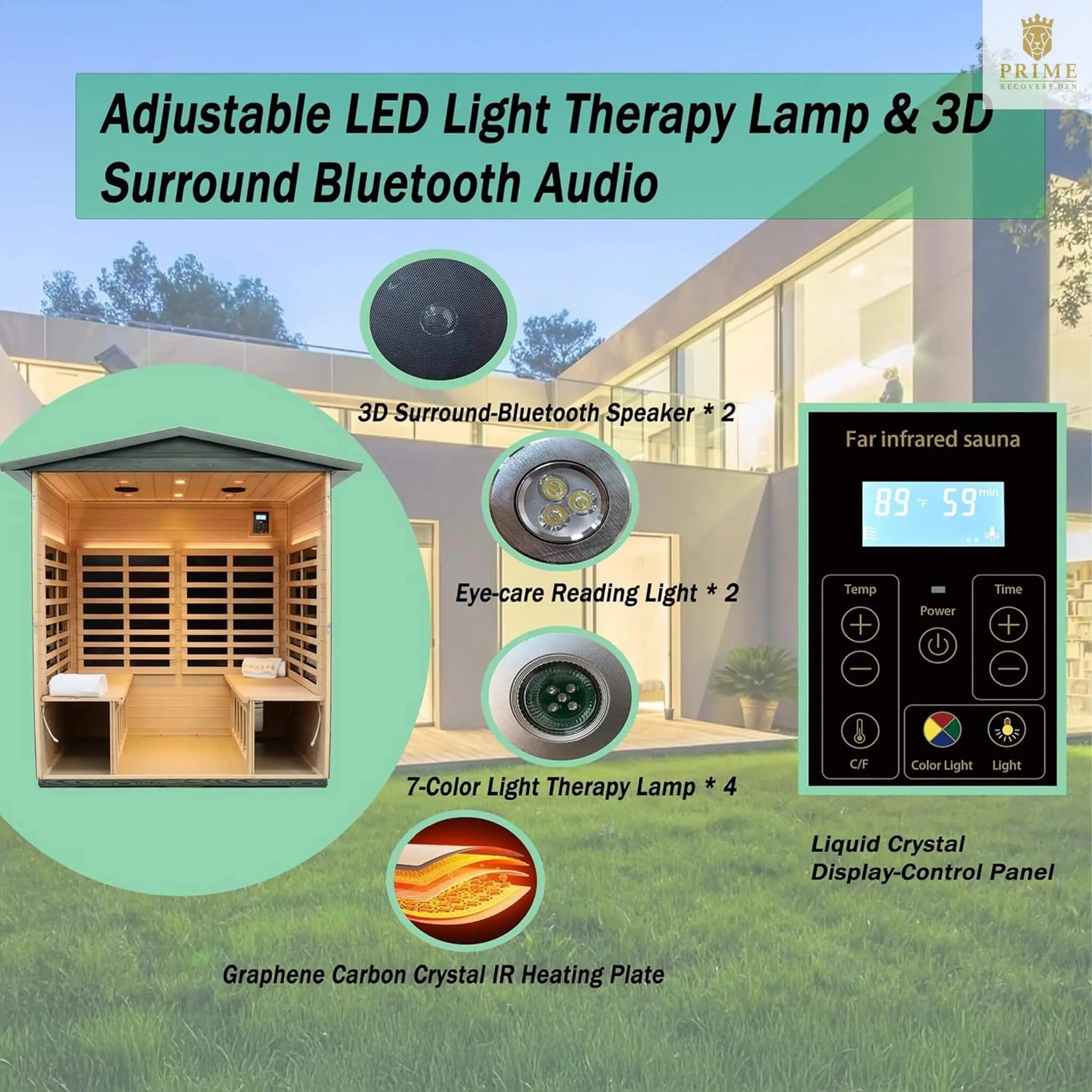 Thermora Eterna 4-Person Full-Spectrum Low EMF Carbonized Composite Infrared Sauna Room With Bluetooth Speakers (SAK70182) SAKSBY WHOLESALE