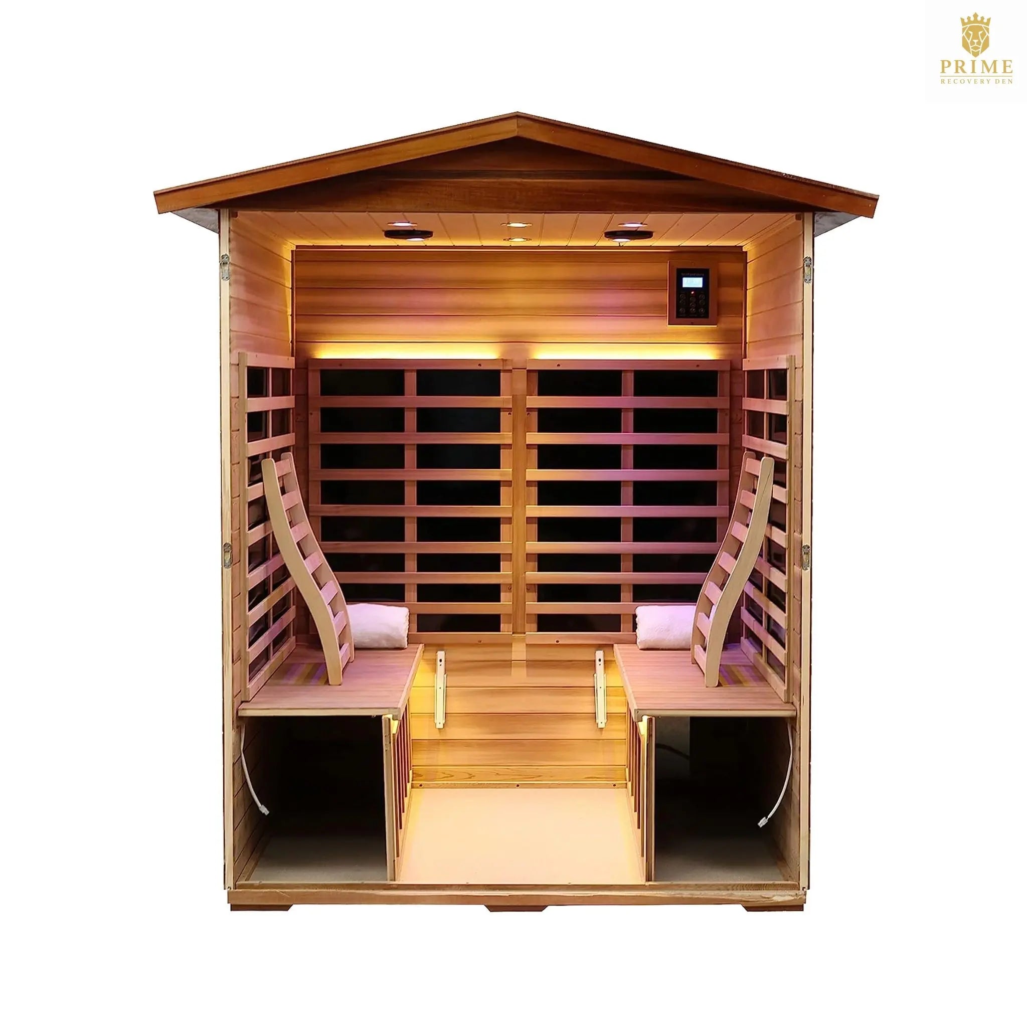 Thermora Kairo 4-Person Outdoor Infrared Hemlock Sauna With Tempered Glass Door (SAK82140) SAKSBY WHOLESALE