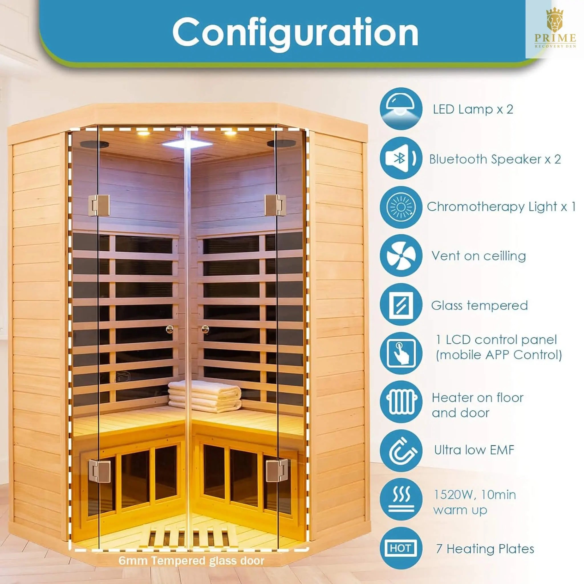 Thermora Laurent Premium 2-Person 1600W Corner Space Infrared Wooden Sauna Room With Bluetooth Speakers (SAK81524) SAKSBY WHOLESALE