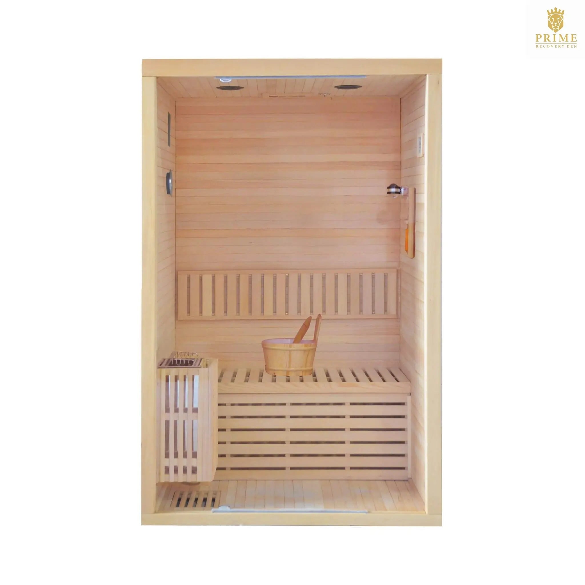 Thermora Alpine Premium 2-Person 3KW Hemlock Wood Sauna With LED Wall Light (SAK28471) SAKSBY WHOLESALE
