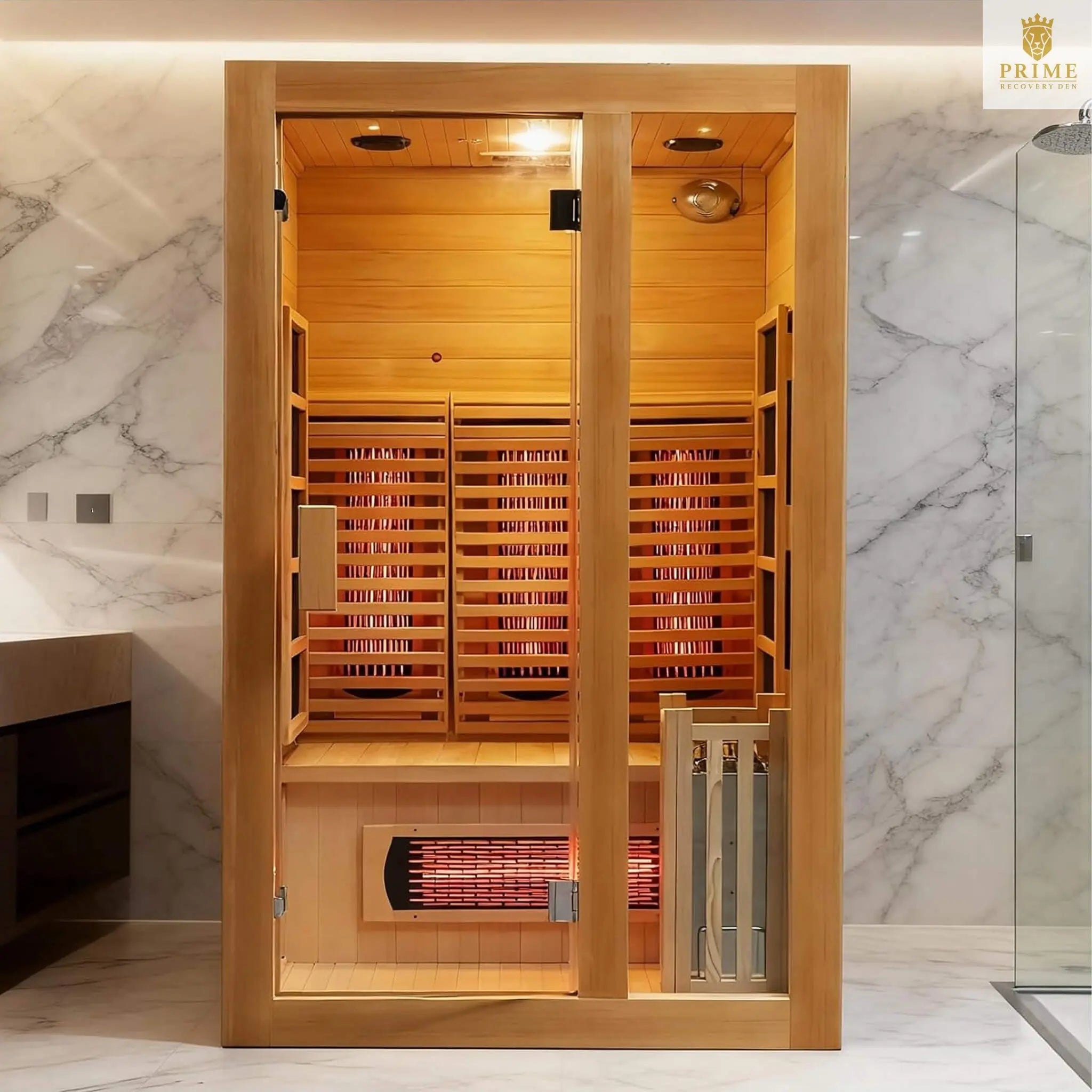 Rövia Luma 2-Person Indoor Hybrid Sauna Room With Infrared And 3.5KW Steam Heater [Made-To-Order] (SAK83750) SAKSBY WHOLESALE
