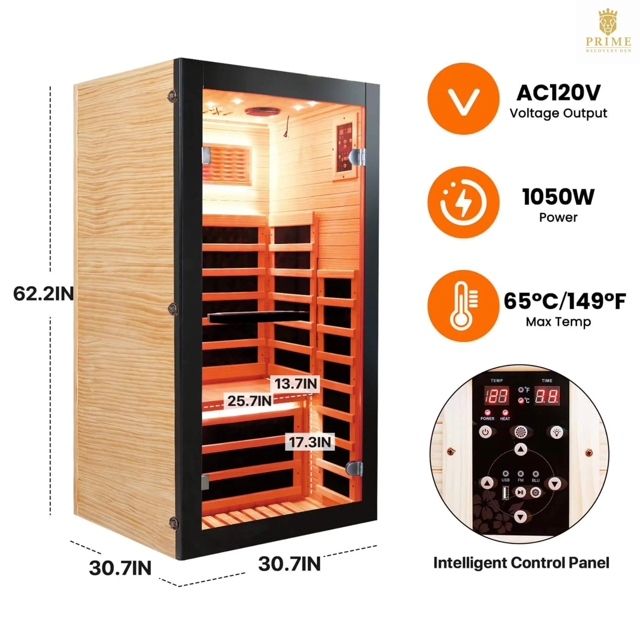 Thermora Solara Single-Person Chilean Pine Infrared Sauna Cabin (SAK57926) SAKSBY WHOLESALE